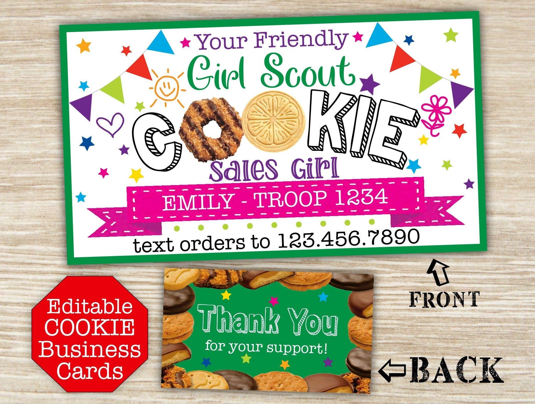 girl scout cookie business cards 2