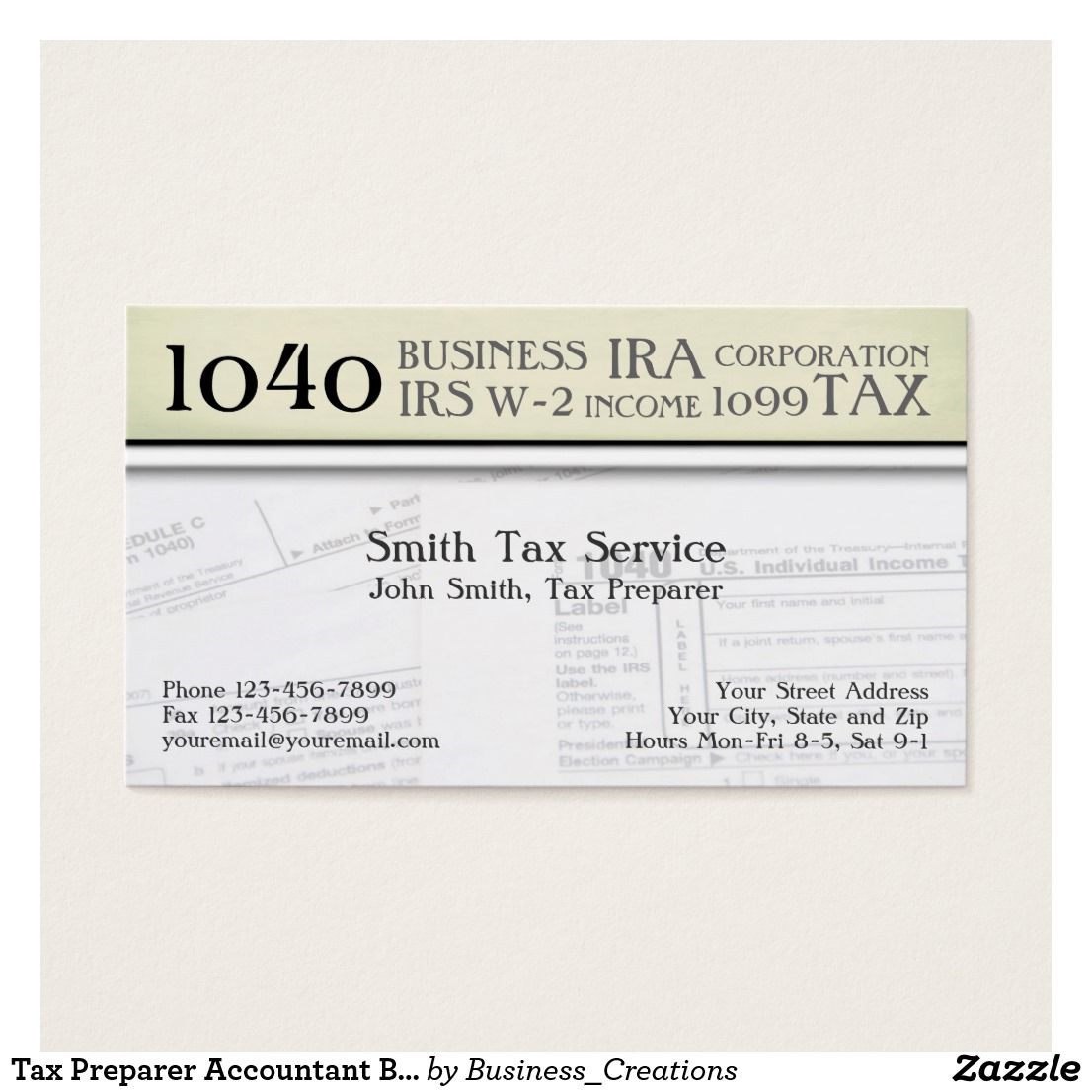 tax preparer business cards 2