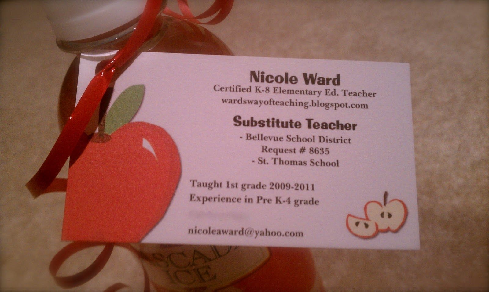 business cards for substitute teachers 1
