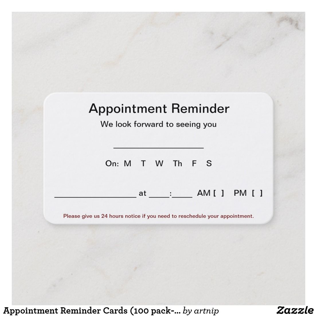 business cards with appointment reminder on back 1