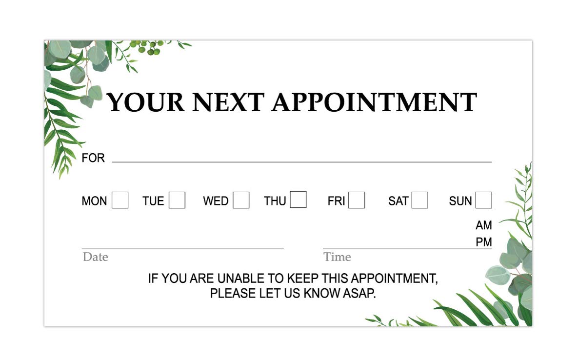 business cards with appointment reminder on back 3