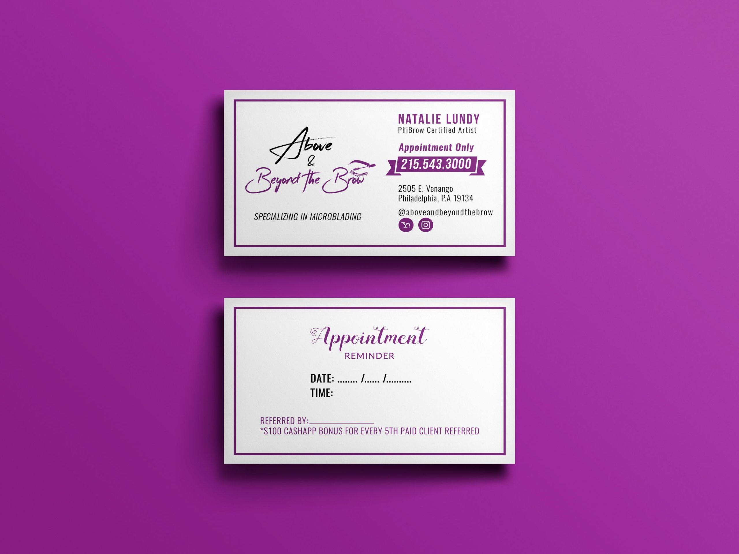 business cards with appointment reminder on back 4