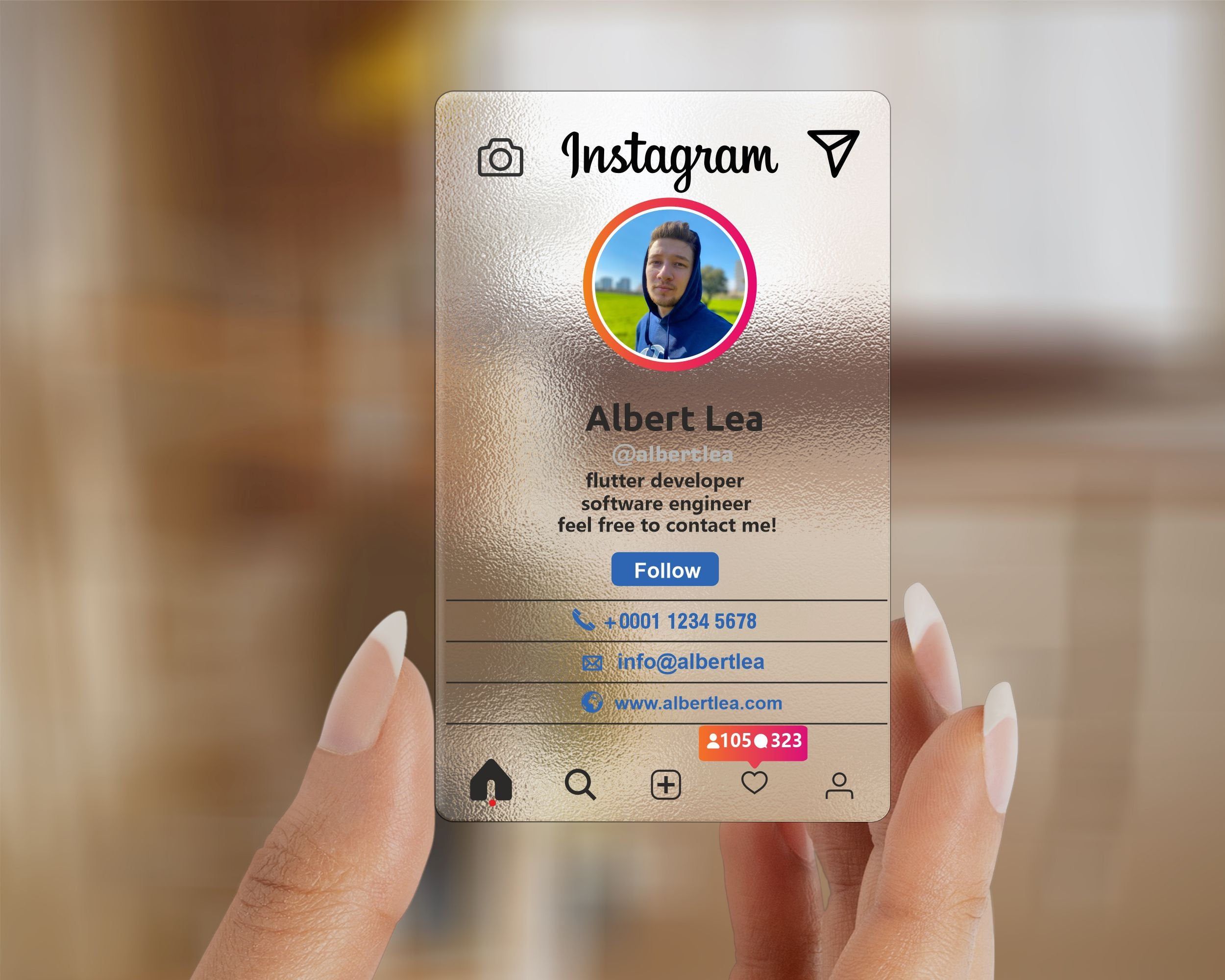 business cards with instagram and facebook logo 1