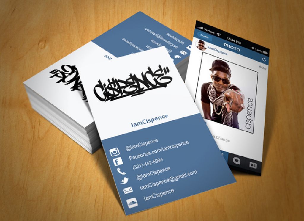 business cards with instagram and facebook logo 3