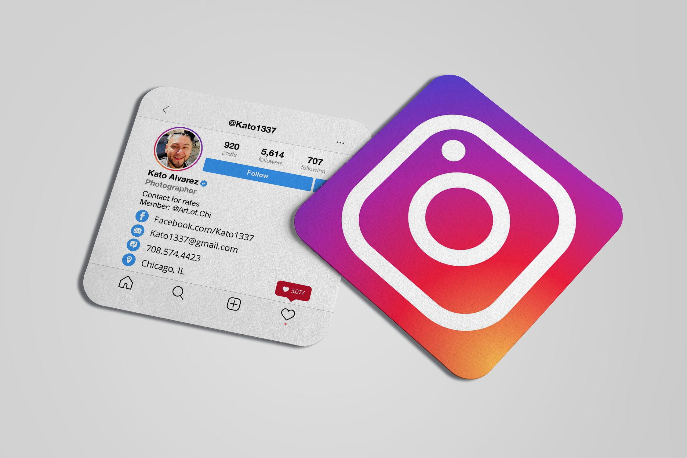 business cards with instagram and facebook logo 4