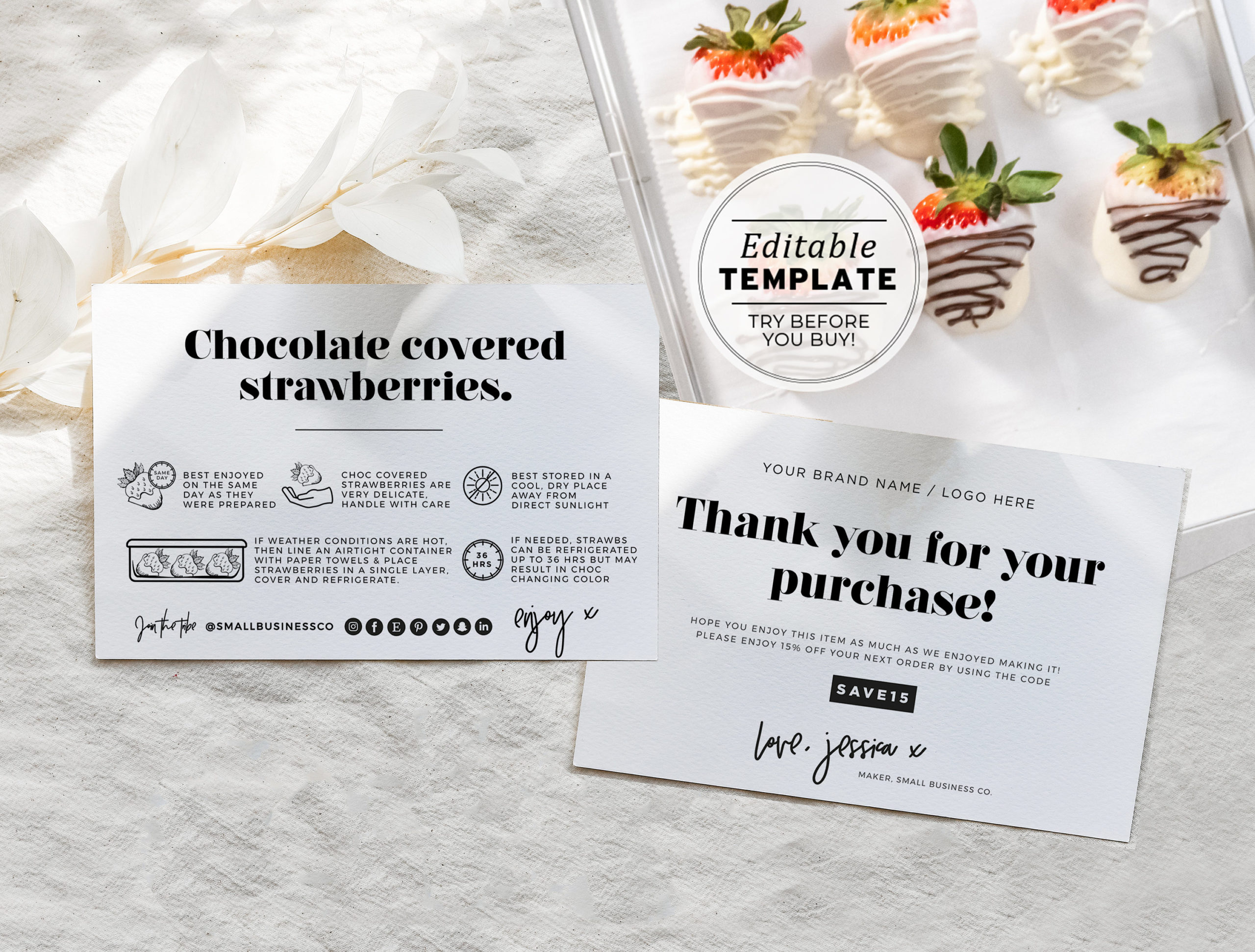 chocolate covered strawberries business cards 1