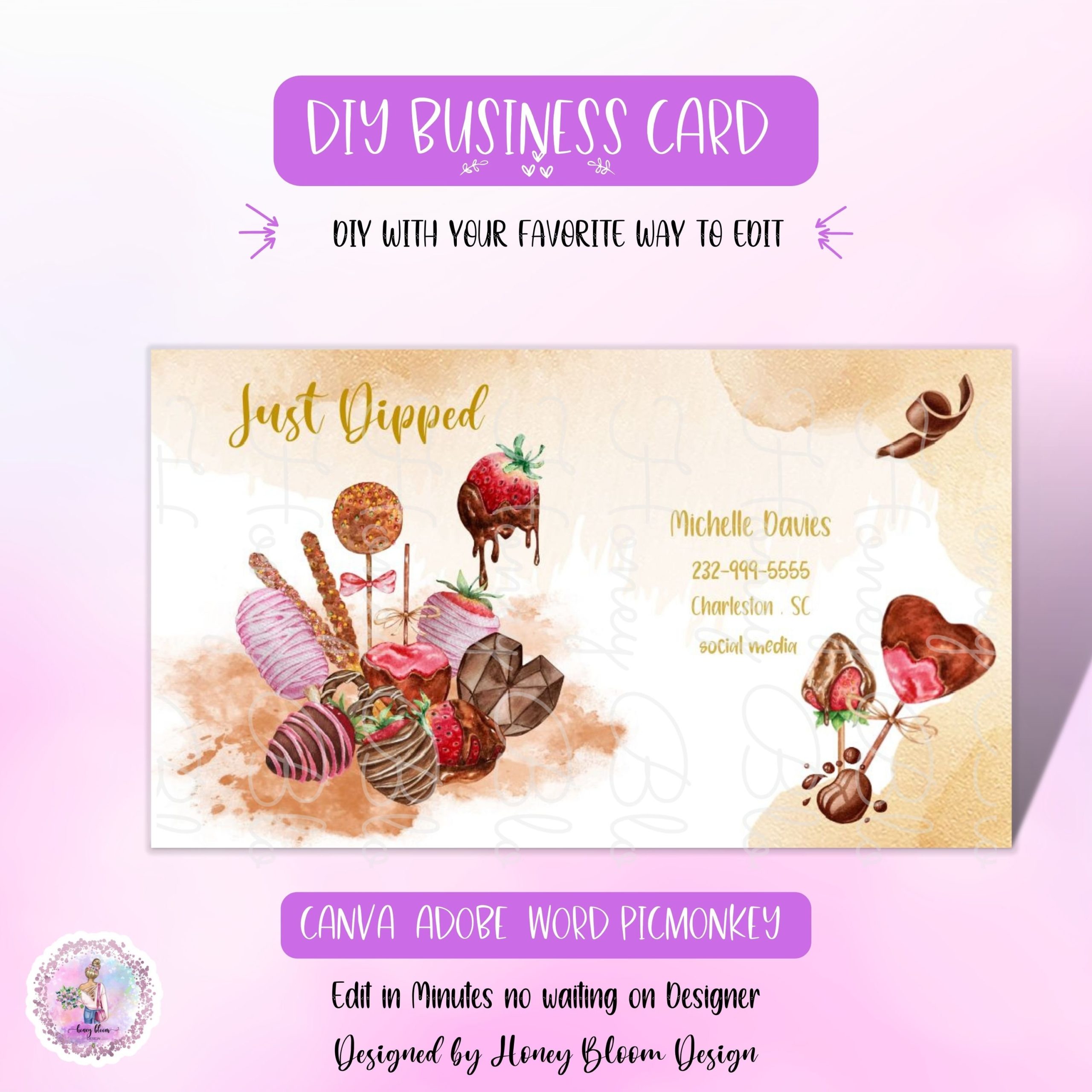 chocolate covered strawberries business cards 2