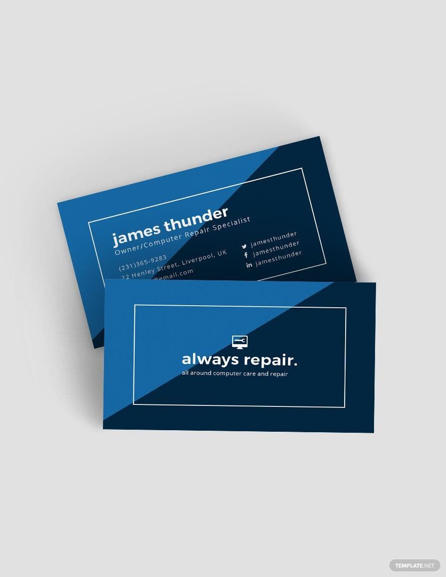 computer repair business cards templates free 1