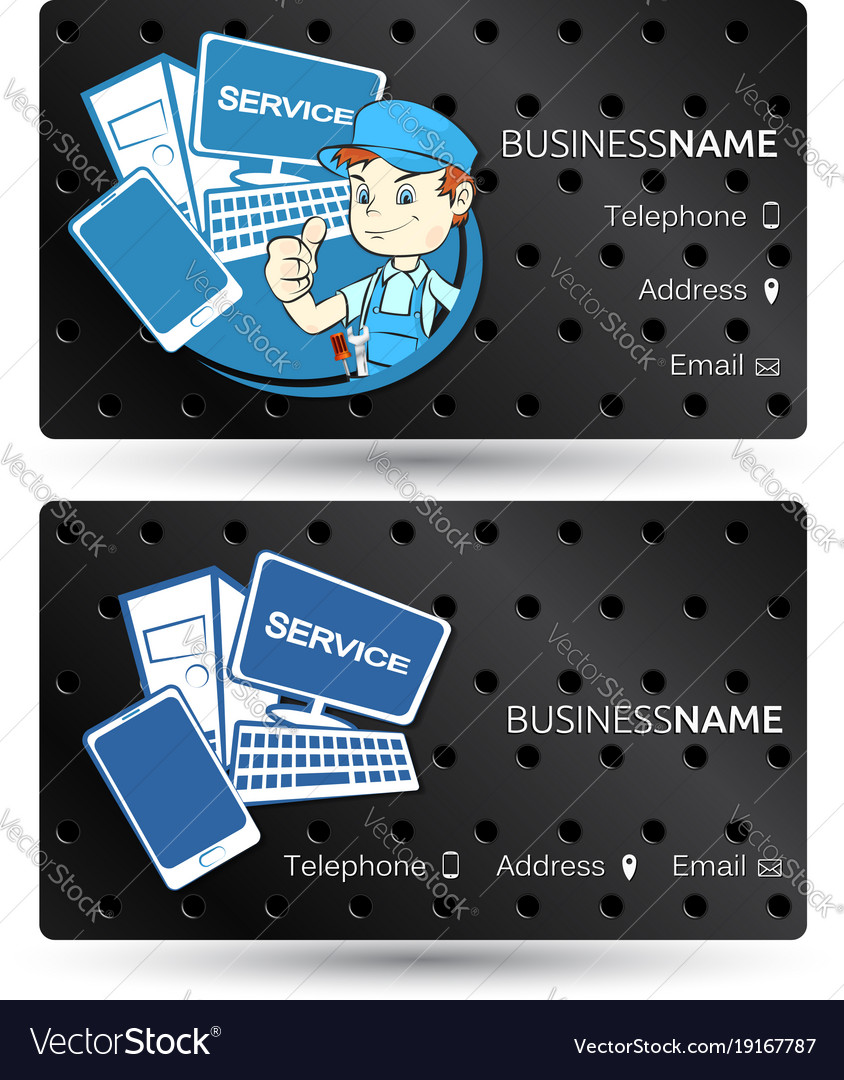computer repair business cards templates free 4