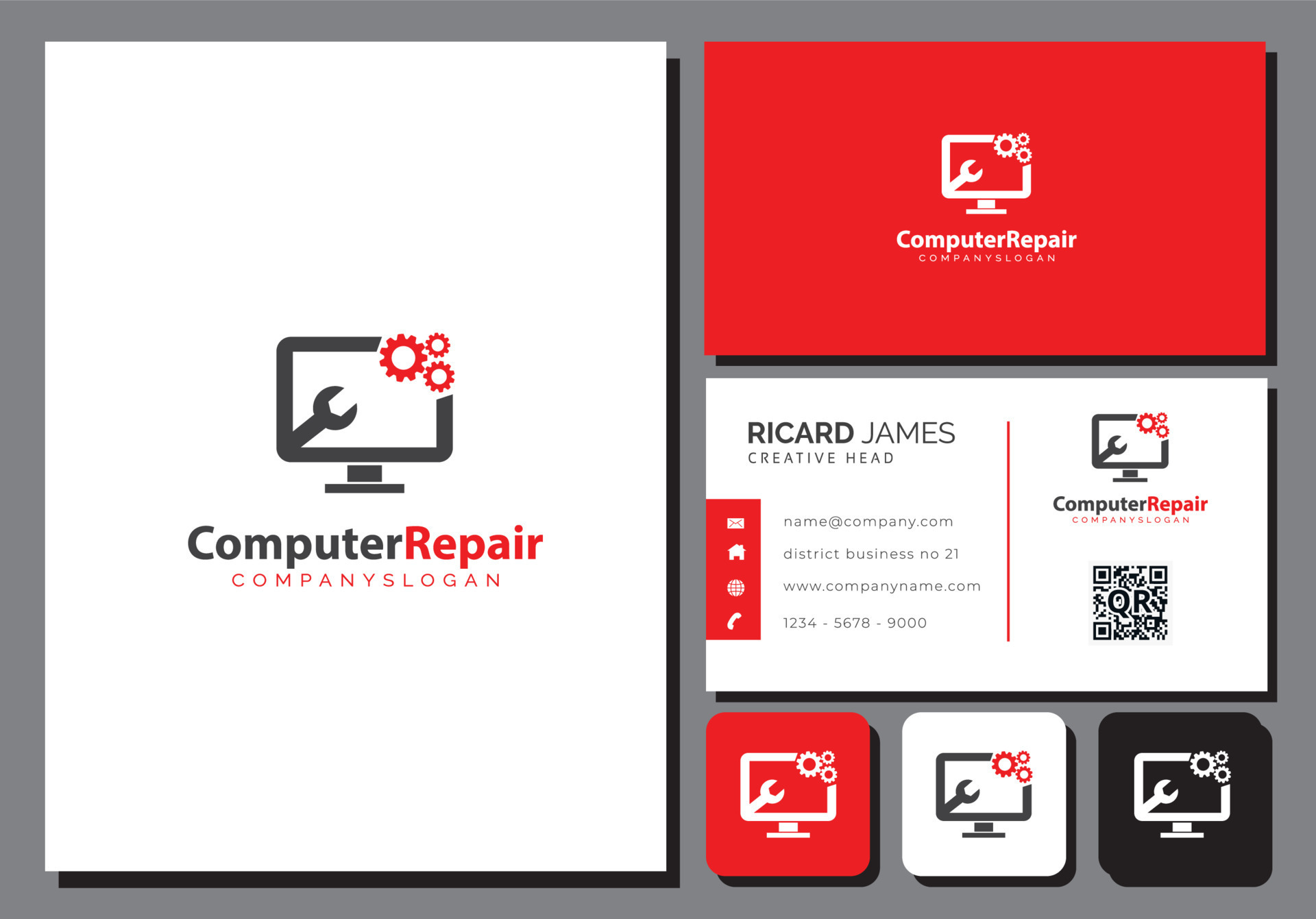 computer repair business cards templates free 5