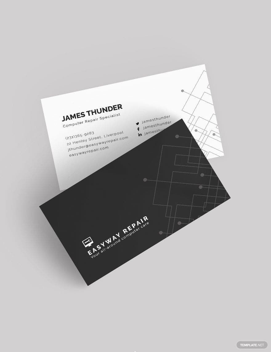 computer repair business cards templates free 8