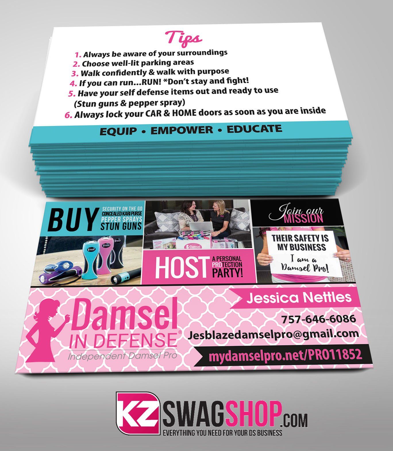 damsel in defense business cards 2