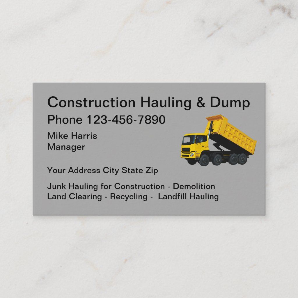 dump trailer business cards 1