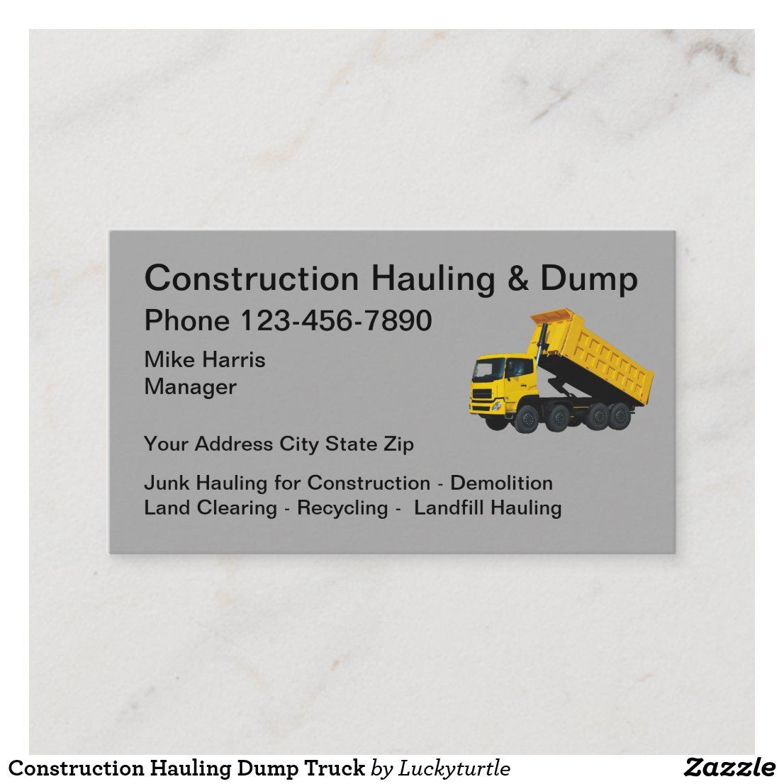 dump truck business cards 1