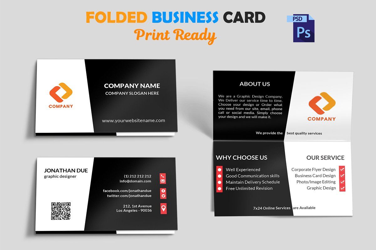 folded business cards template 1