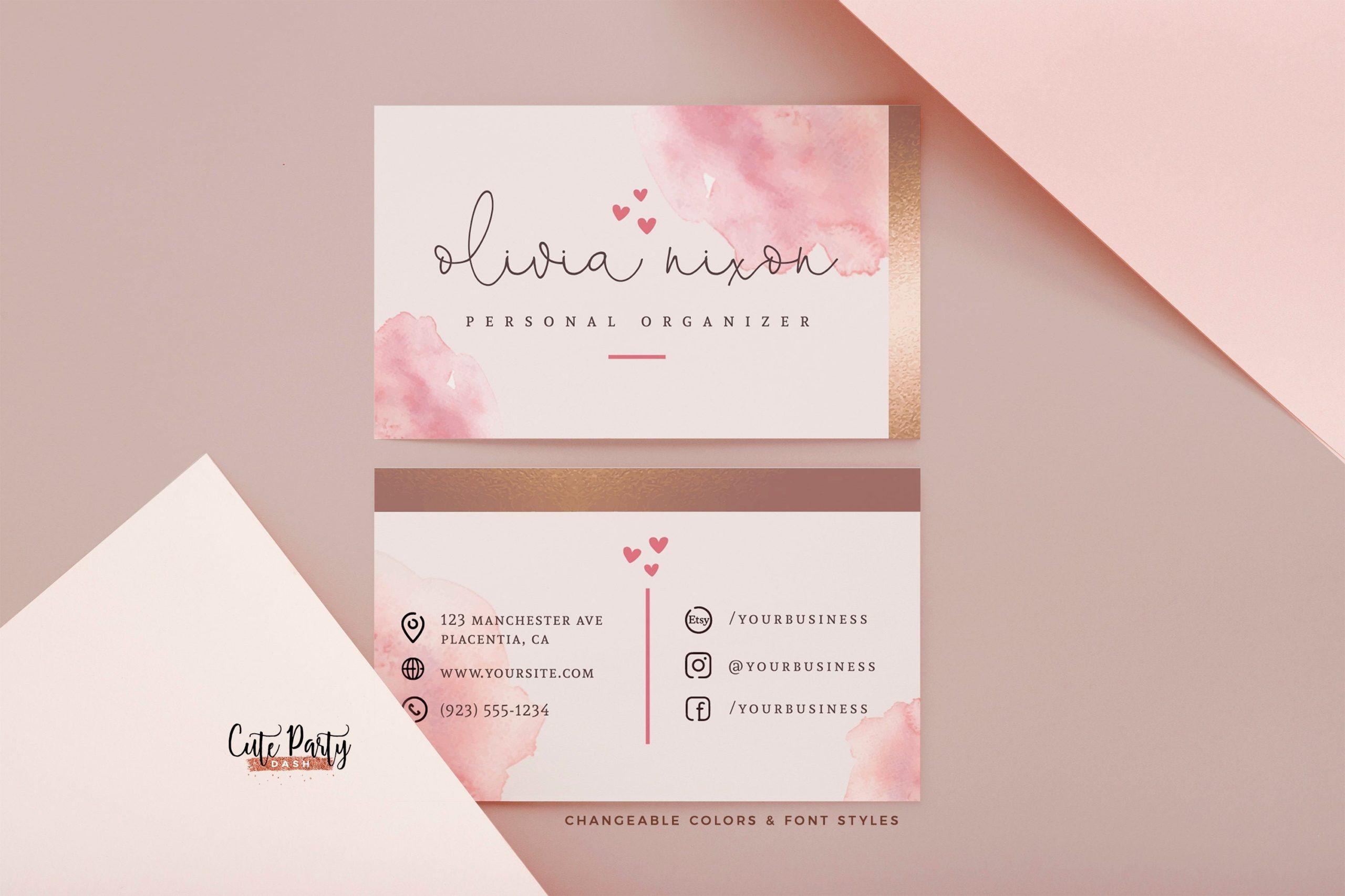 girly business cards templates free 1