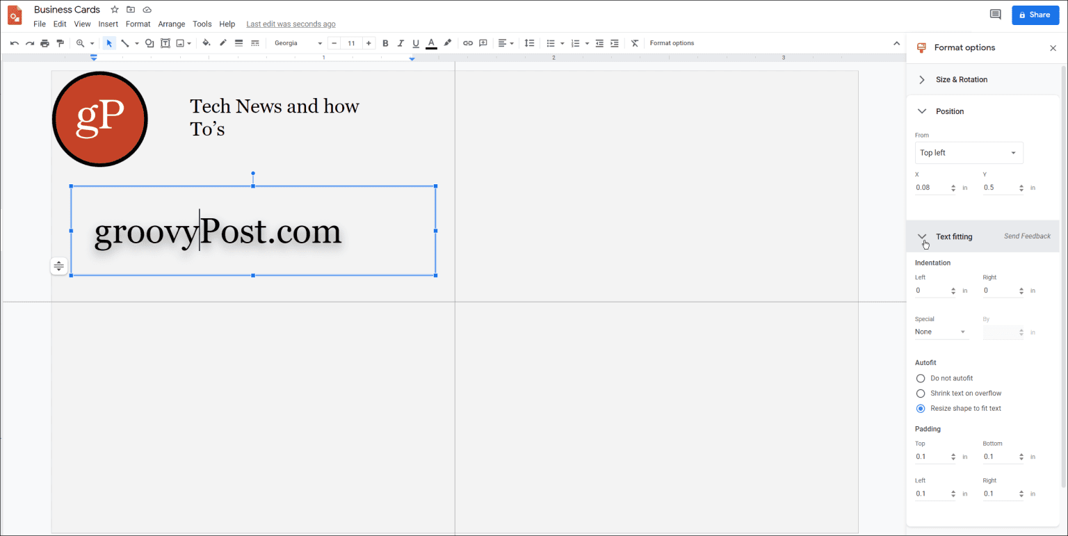 how to make business cards in google docs 2