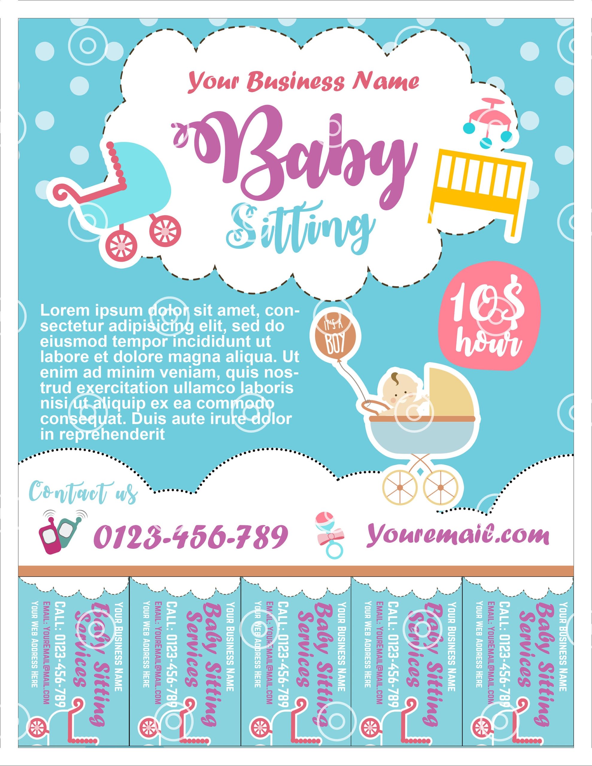 make your own babysitting business cards 2