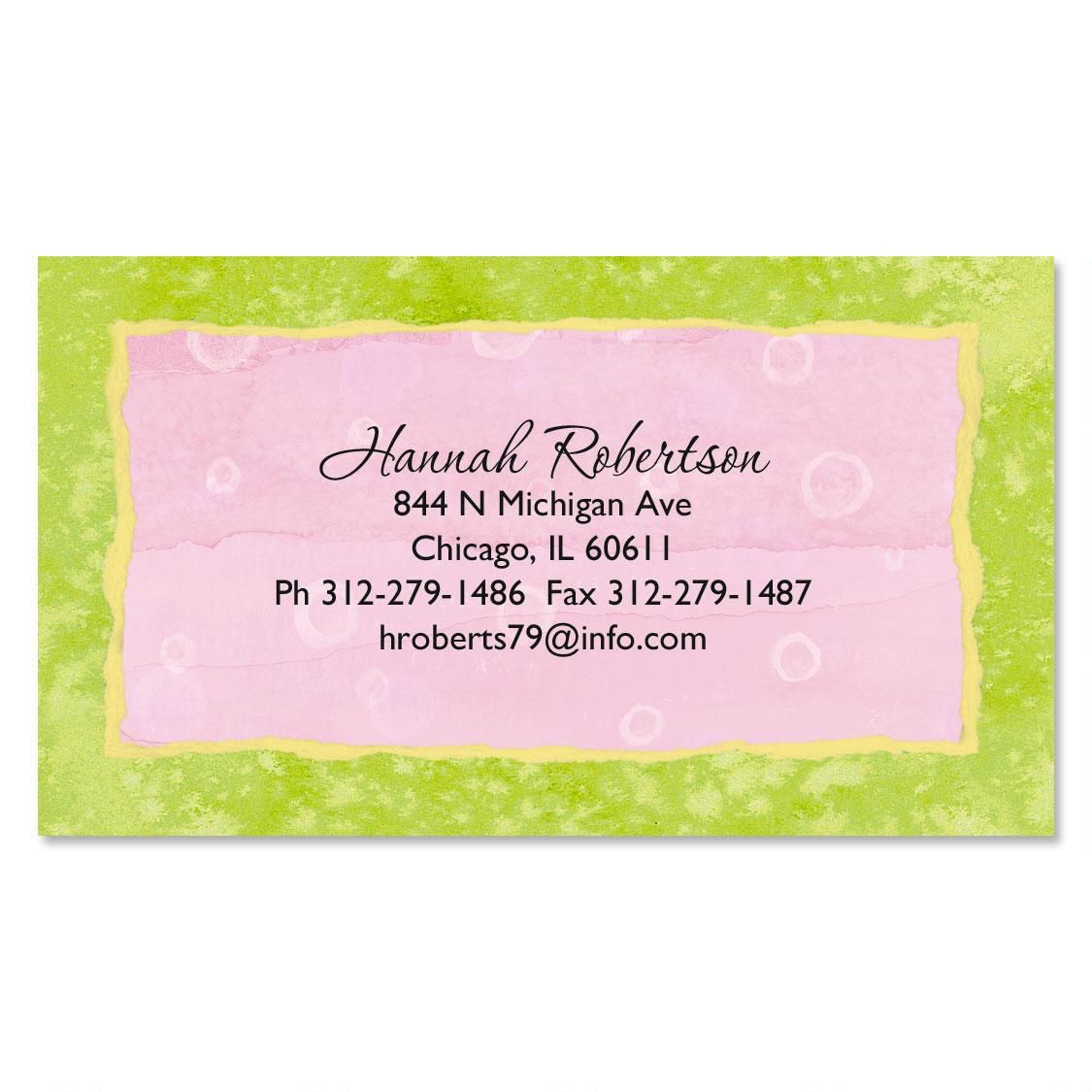 pink and green business cards 1