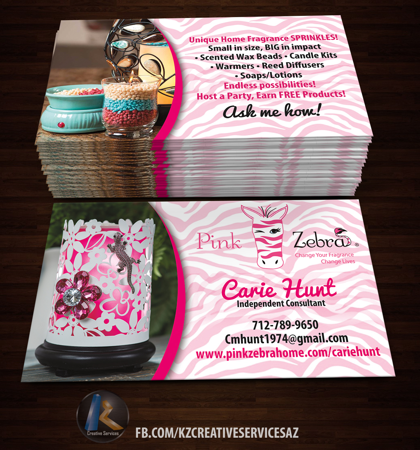 pink zebra business cards 2
