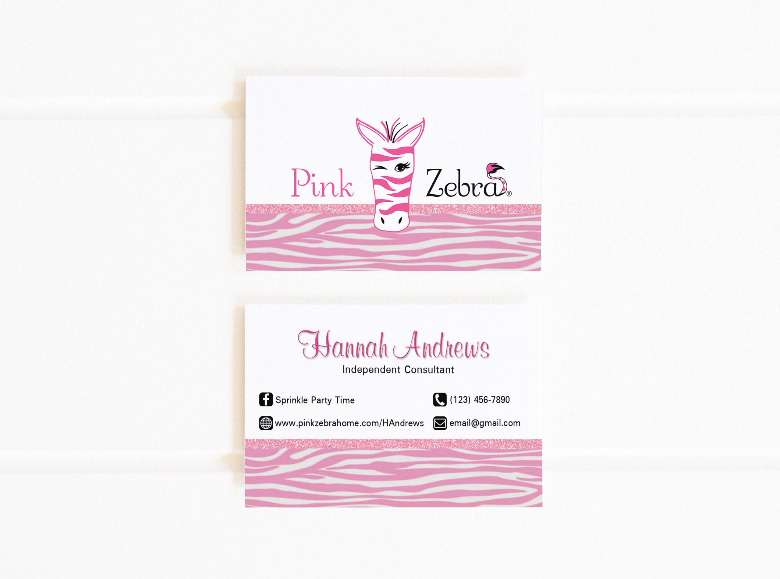 pink zebra sprinkles business cards 1