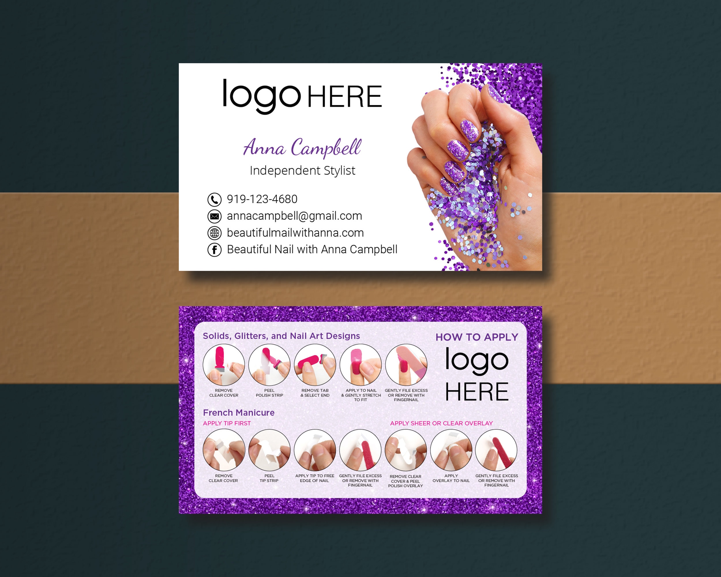 press on nails business cards 1