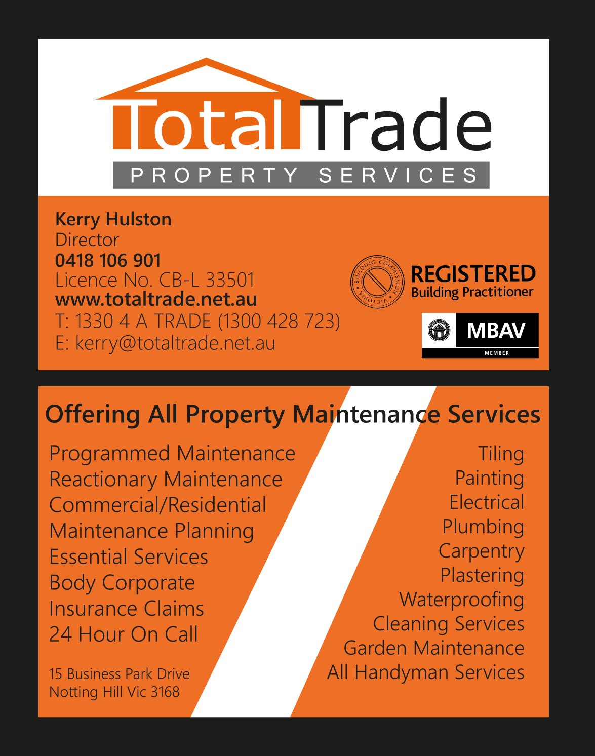 property maintenance business cards 1