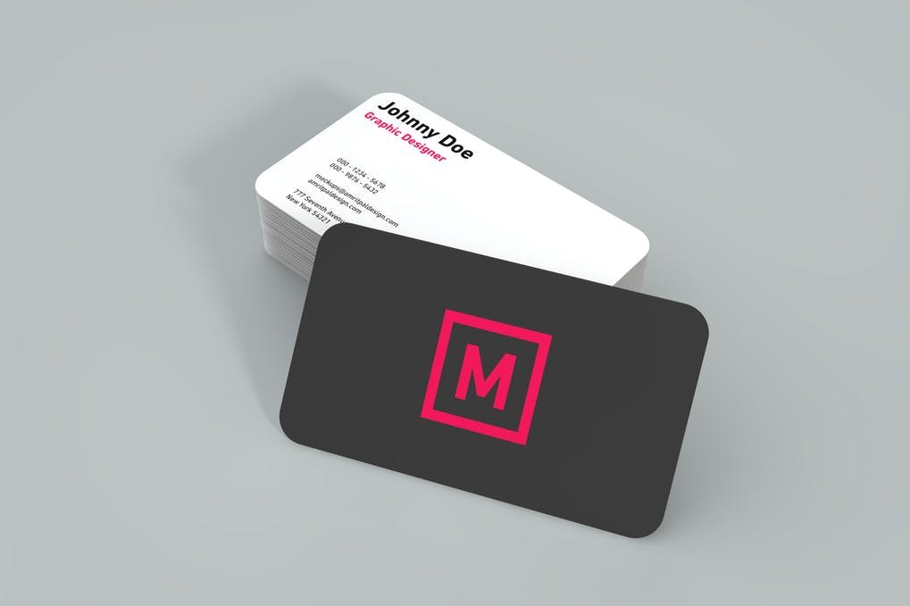 round business cards mockup 2