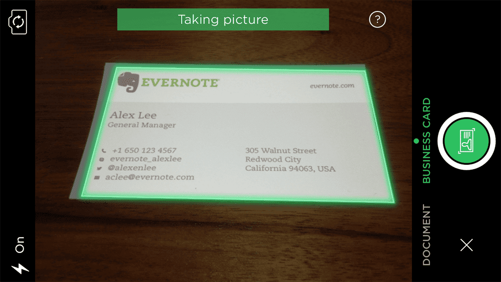 scan business cards evernote 4