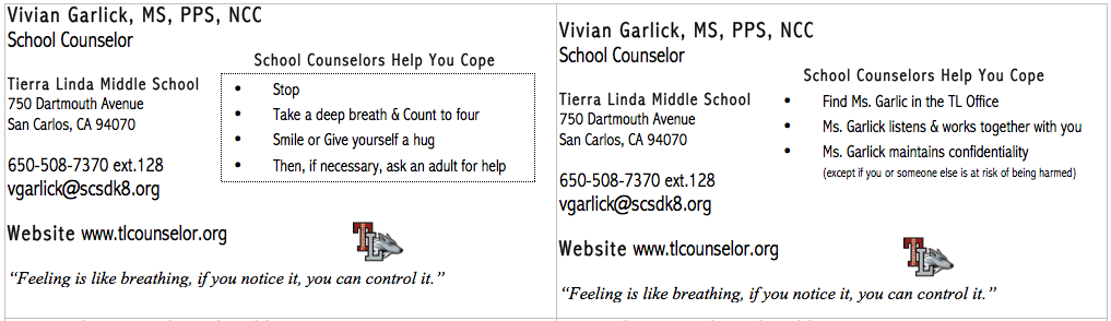 school counselor business cards 2