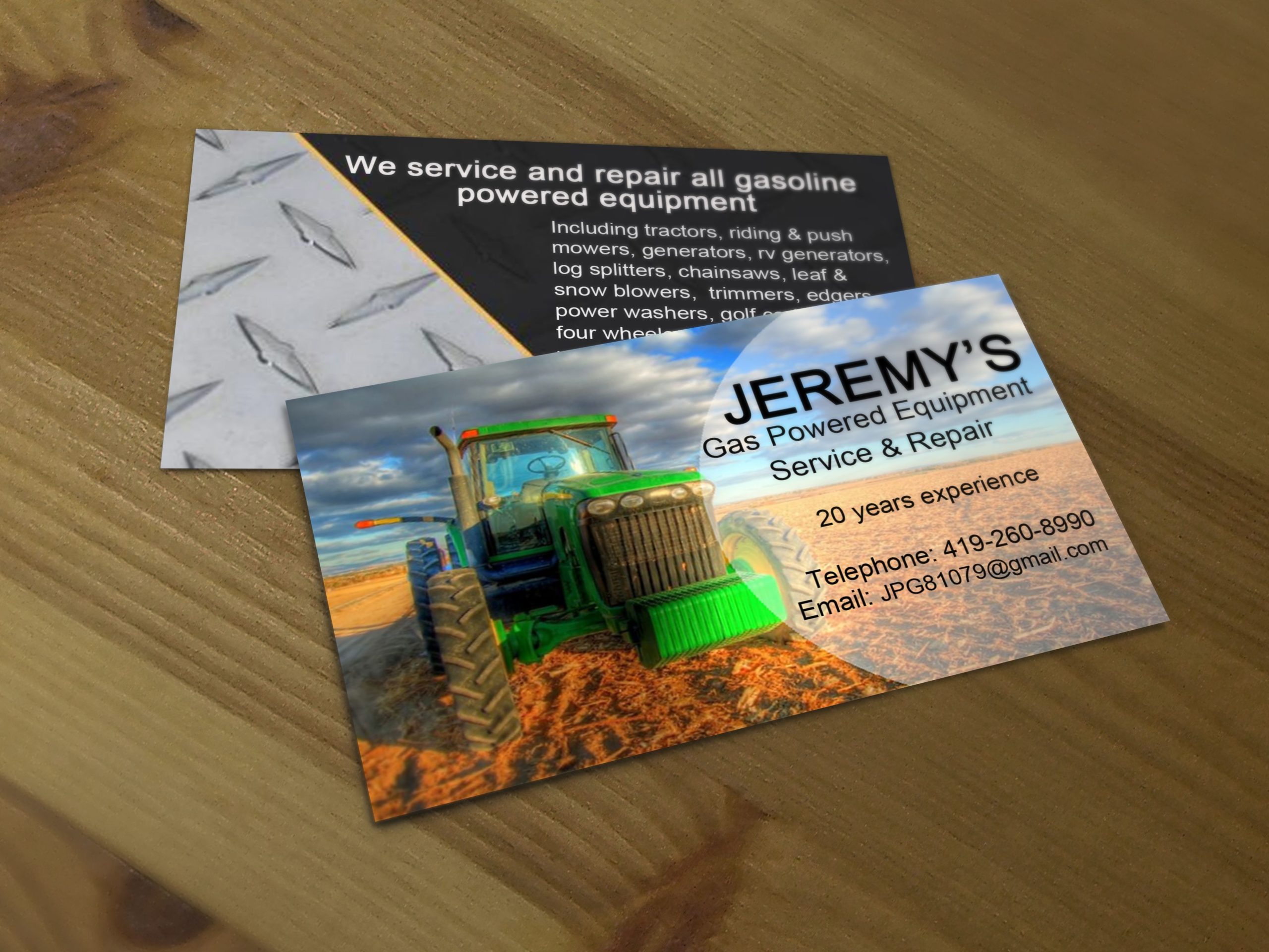 small engine repair business cards 2