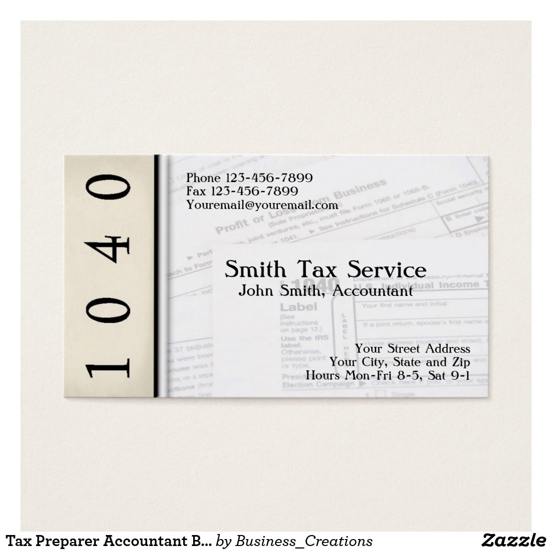 tax preparer business cards example 8