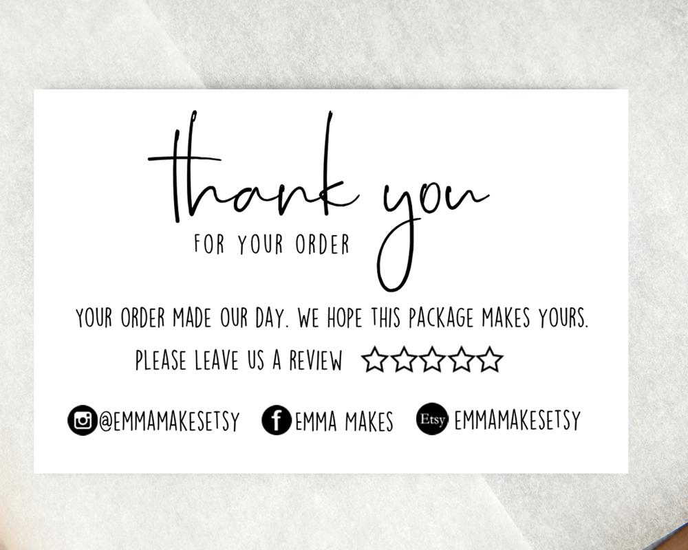 thank you for your order business cards 2