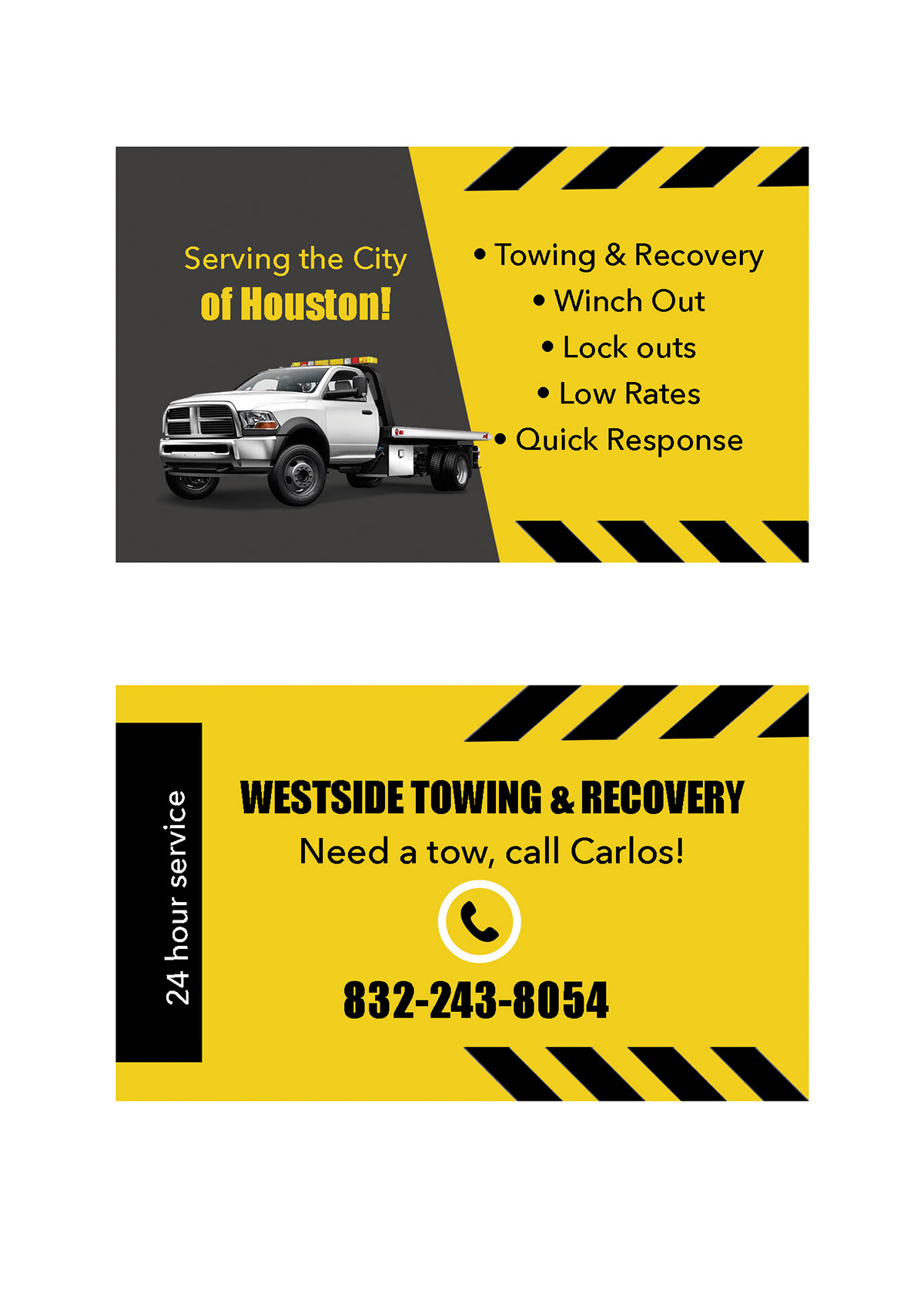 tow truck business cards 2