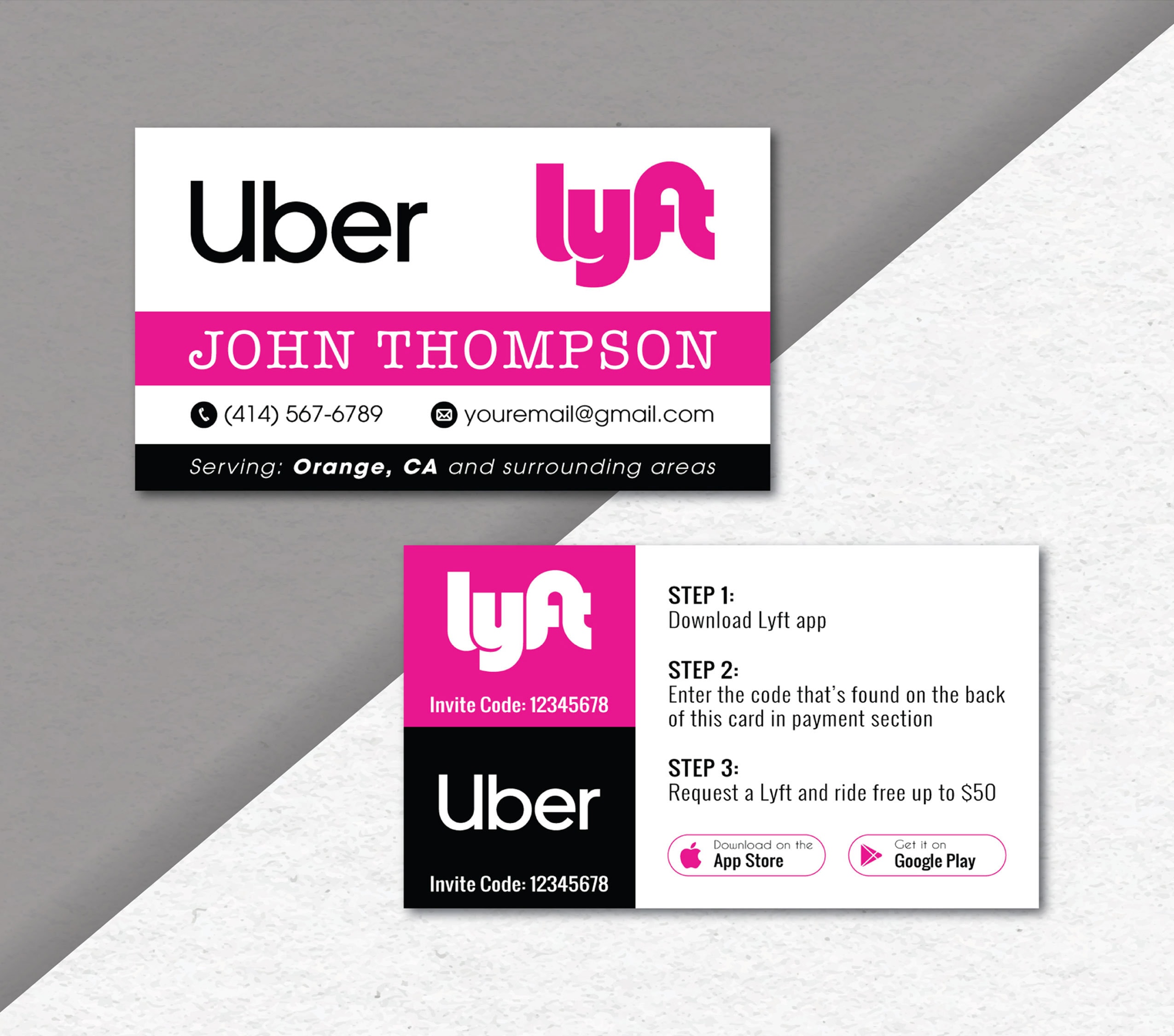 uber lyft business cards 2 2