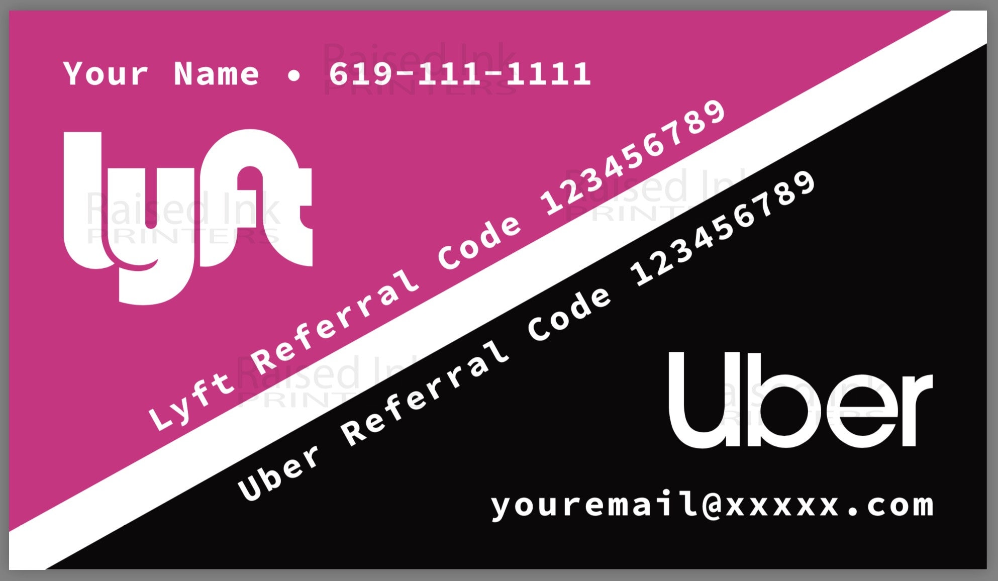 uber lyft business cards 2 3