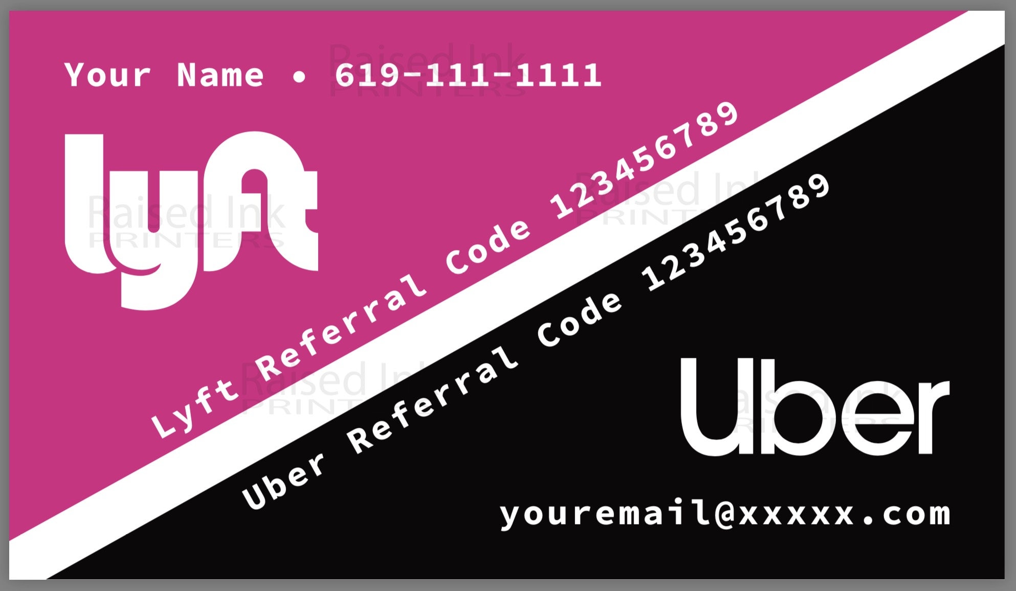 uber lyft business cards 2