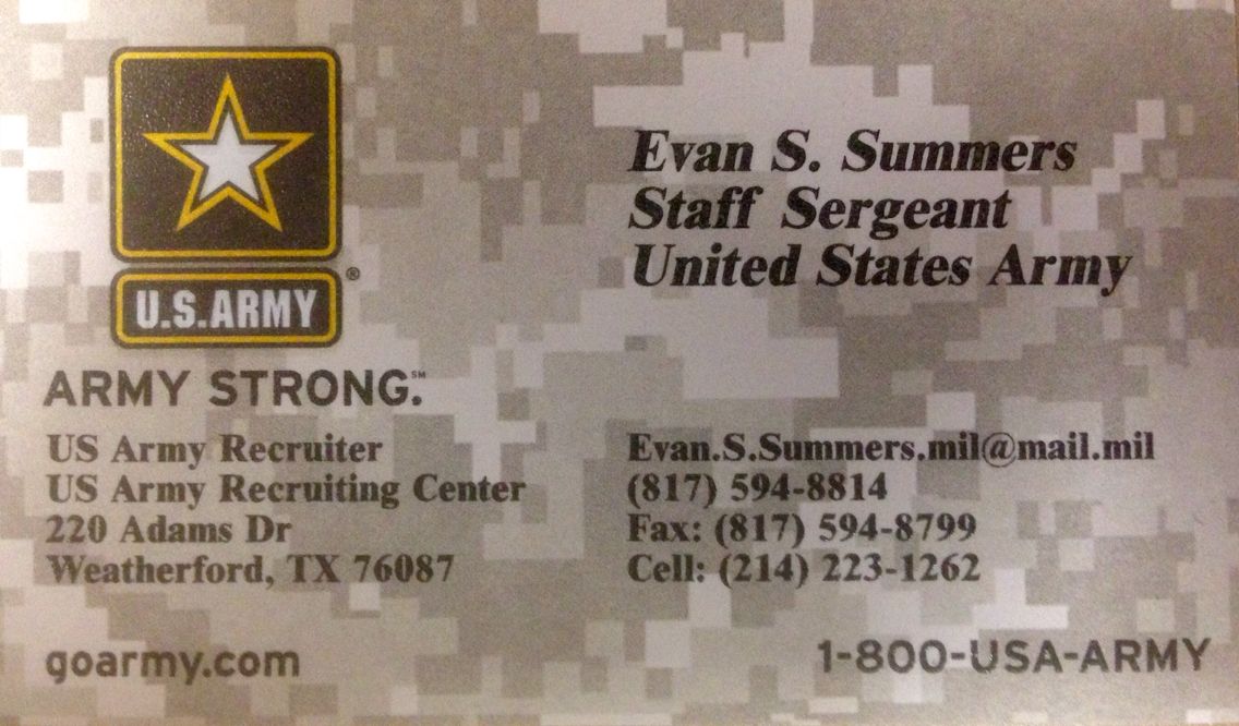 us army business cards 2